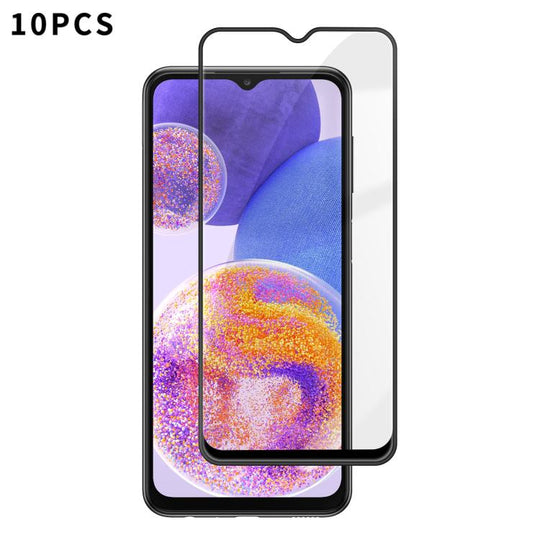 For Galaxy A23 4G 10pcs Kalebol High-Aluminum Screen-Printed Full-Coverage Anti-Fingerprint Black-Bordered HD Tempered Glass Film