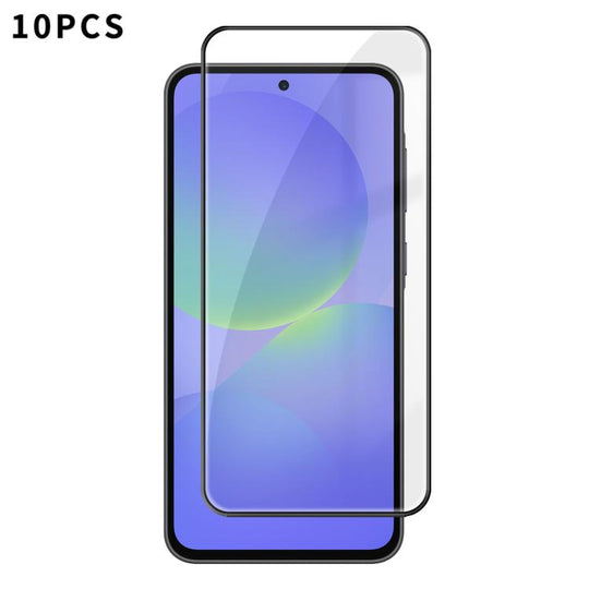 For Galaxy A37 5G 10pcs Kalebol High-Aluminum Screen-Printed Full-Coverage Anti-Fingerprint Black-Bordered HD Tempered Glass Film