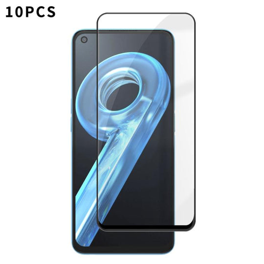 For Realme 9i 4G 10pcs Kalebol High-Aluminum Screen-Printed Full-Coverage Anti-Fingerprint Black-Bordered HD Tempered Glass Film