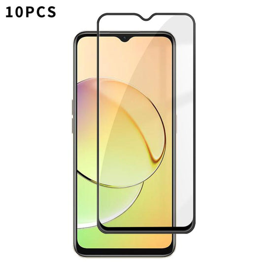 For Realme 10 5G 10pcs Kalebol High-Aluminum Screen-Printed Full-Coverage Anti-Fingerprint Black-Bordered HD Tempered Glass Film