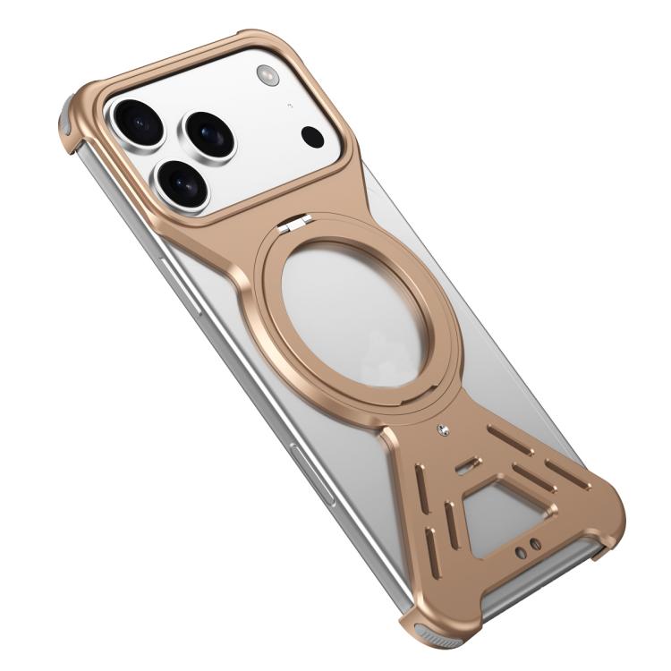 For iPhone 17 Pro Max Armor 360 Holder Frameless Alloy MagSafe Phone Case(Desert Gold) - iPhone 17 Pro Max Cases by buy2fix | Online Shopping UK | buy2fix