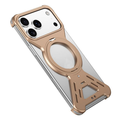 For iPhone 17 Pro Max Armor 360 Holder Frameless Alloy MagSafe Phone Case(Desert Gold) - iPhone 17 Pro Max Cases by buy2fix | Online Shopping UK | buy2fix