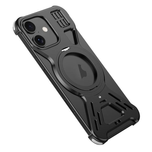 For iPhone 17 Armor 360 Holder Frameless Alloy MagSafe Phone Case(Black) - iPhone 17 Cases by buy2fix | Online Shopping UK | buy2fix