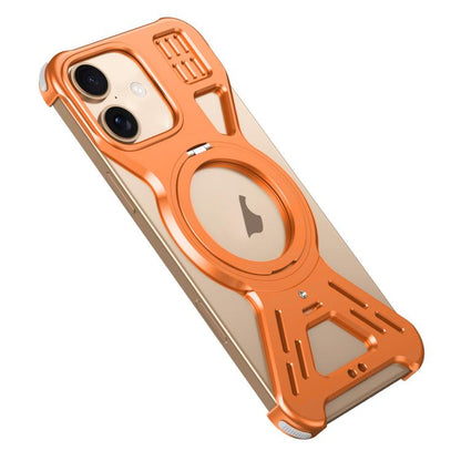 For iPhone 17 Armor 360 Holder Frameless Alloy MagSafe Phone Case(Orange) - iPhone 17 Cases by buy2fix | Online Shopping UK | buy2fix