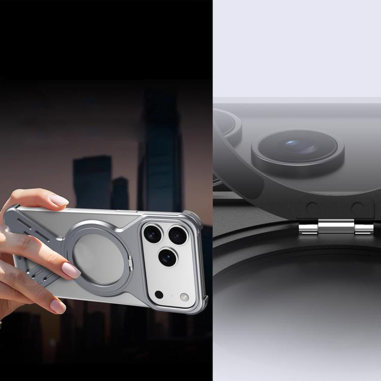 For iPhone 17 Armor 360 Holder Frameless Alloy MagSafe Phone Case(Black) - iPhone 17 Cases by buy2fix | Online Shopping UK | buy2fix