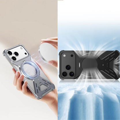 For iPhone 17 Armor 360 Holder Frameless Alloy MagSafe Phone Case(Orange) - iPhone 17 Cases by buy2fix | Online Shopping UK | buy2fix