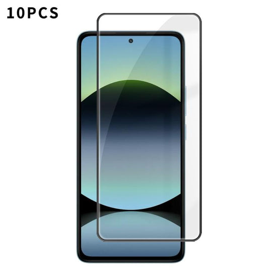 For Redmi Note 14 5G 10pcs Kalebol High-Aluminum Screen-Printed Full-Coverage Anti-Fingerprint Black-Bordered HD Tempered Glass Film