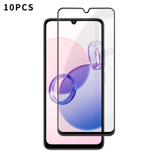 For Redmi 13C 5G 10pcs Kalebol High-Aluminum Screen-Printed Full-Coverage Anti-Fingerprint Black-Bordered HD Tempered Glass Film