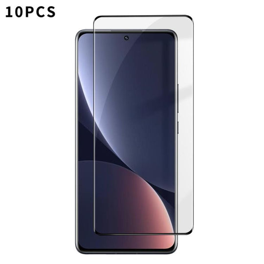 For Xiaomi 12 Pro 10pcs Kalebol Curved High-Aluminum Screen-Printed Full-Coverage Anti-Fingerprint Black-Bordered HD Tempered Glass Film