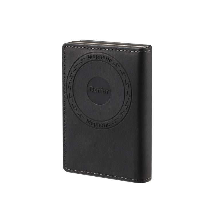 Denior V21 Skin Pleated MagSafe Card Box(Black) - Adhesive Card Holders by Denior | Online Shopping UK | buy2fix