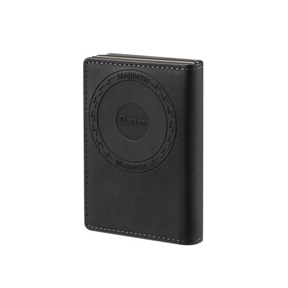 Denior V21 Skin Pleated MagSafe Card Box(Black) - Adhesive Card Holders by Denior | Online Shopping UK | buy2fix
