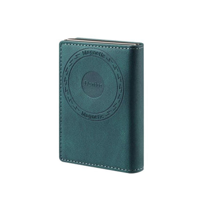 Denior V21 Skin Pleated MagSafe Card Box(Blue) - Adhesive Card Holders by Denior | Online Shopping UK | buy2fix