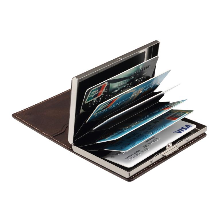 Denior V21 Skin Pleated MagSafe Card Box(Brown) - Adhesive Card Holders by Denior | Online Shopping UK | buy2fix