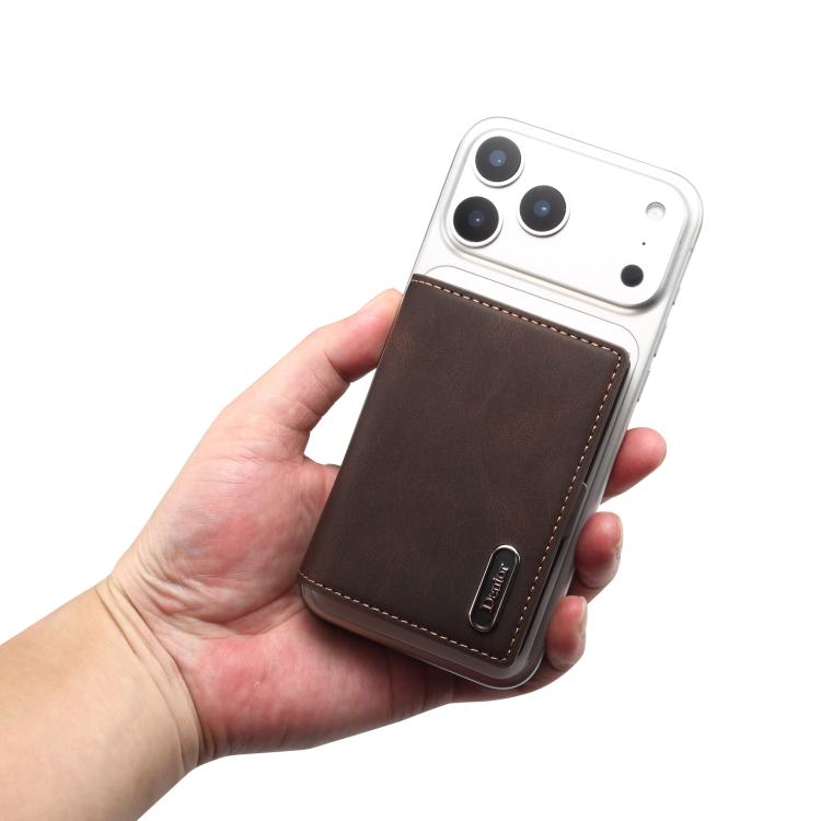 Denior V21 Skin Pleated MagSafe Card Box(Brown) - Adhesive Card Holders by Denior | Online Shopping UK | buy2fix
