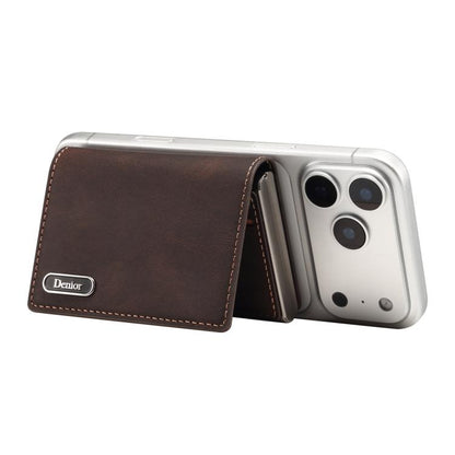 Denior V21 Skin Pleated MagSafe Card Box(Brown) - Adhesive Card Holders by Denior | Online Shopping UK | buy2fix