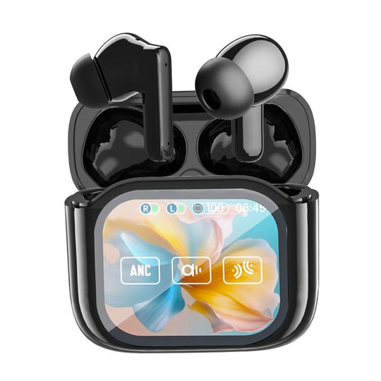 JM19 Touchscreen Color Screen ANC Active Noise Reduction Wireless Bluetooth Earphone with Translator(Black)