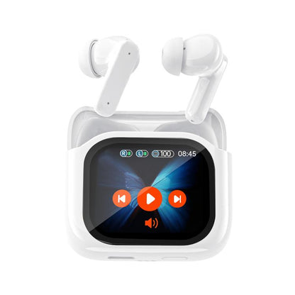 JM19 Touchscreen Color Screen ANC Active Noise Reduction Wireless Bluetooth Earphone with Translator(White) - TWS Earphone by buy2fix | Online Shopping UK | buy2fix