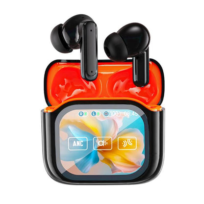 JM19 Touchscreen Color Screen ANC Active Noise Reduction Wireless Bluetooth Earphone with Translator(Black Orange) - TWS Earphone by buy2fix | Online Shopping UK | buy2fix