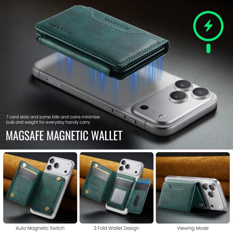 MAGKING K3 Pro Series MagSafe RFID Card Bag(Green) - Adhesive Card Holders by MAGKING | Online Shopping UK | buy2fix