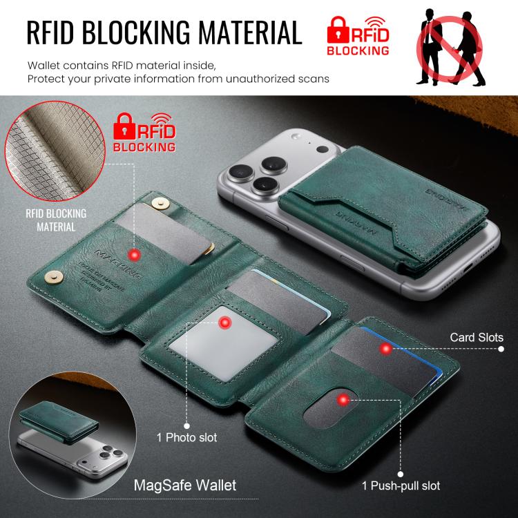 MAGKING K3 Pro Series MagSafe RFID Card Bag(Green) - Adhesive Card Holders by MAGKING | Online Shopping UK | buy2fix