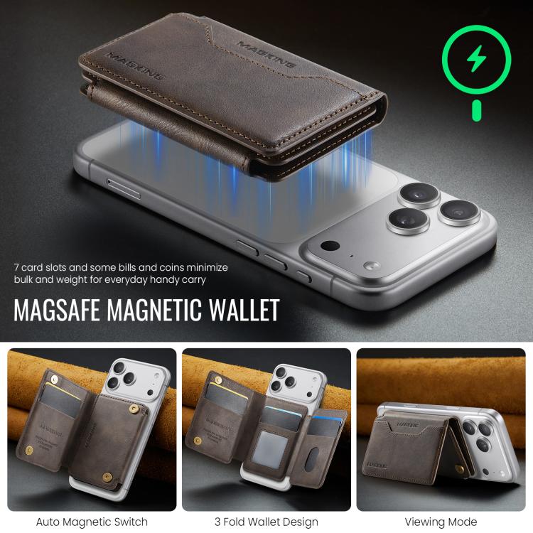 MAGKING K3 Pro Series MagSafe RFID Card Bag(Coffee) - Adhesive Card Holders by MAGKING | Online Shopping UK | buy2fix