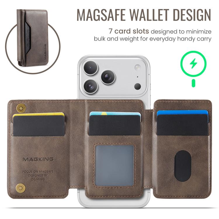 MAGKING K3 Pro Series MagSafe RFID Card Bag(Coffee) - Adhesive Card Holders by MAGKING | Online Shopping UK | buy2fix