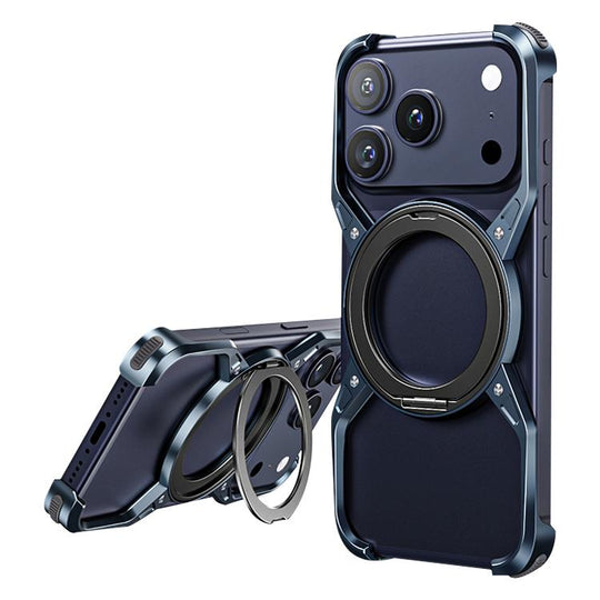 For iPhone 17 Pro Max Aluminum Alloy Frameless 360-Degree Rotating Phone Case(Blue)