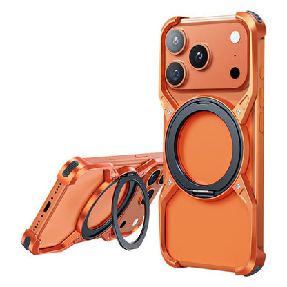 For iPhone 17 Pro Max Aluminum Alloy Frameless 360-Degree Rotating Phone Case(Orange) - iPhone 17 Pro Max Cases by buy2fix | Online Shopping UK | buy2fix