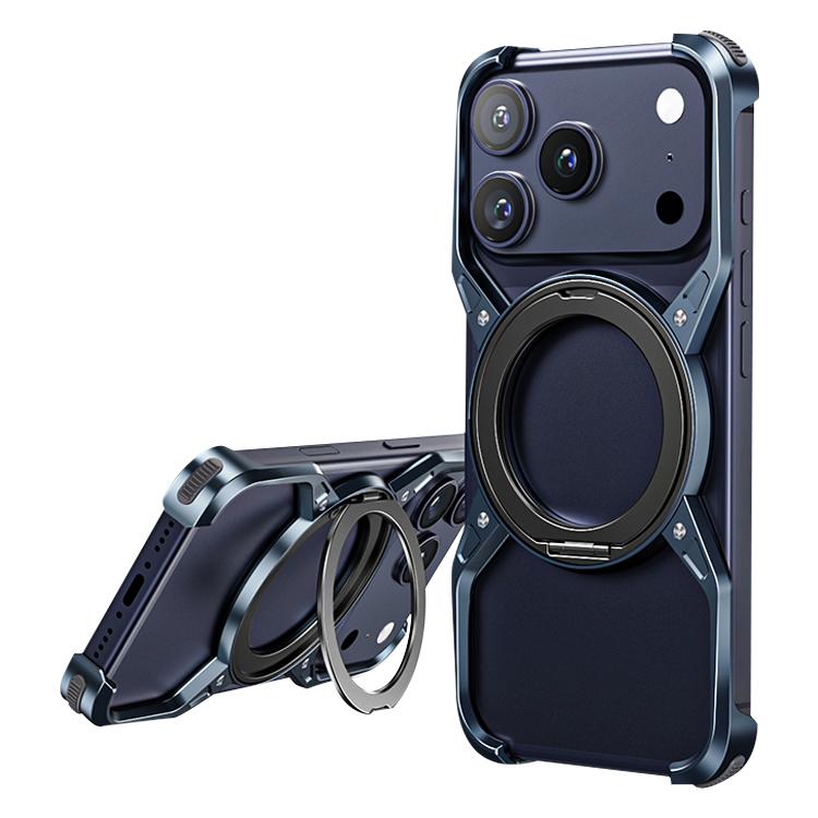 For iPhone 17 Pro Aluminum Alloy Frameless 360-Degree Rotating Phone Case(Blue) - iPhone 17 Pro Cases by buy2fix | Online Shopping UK | buy2fix