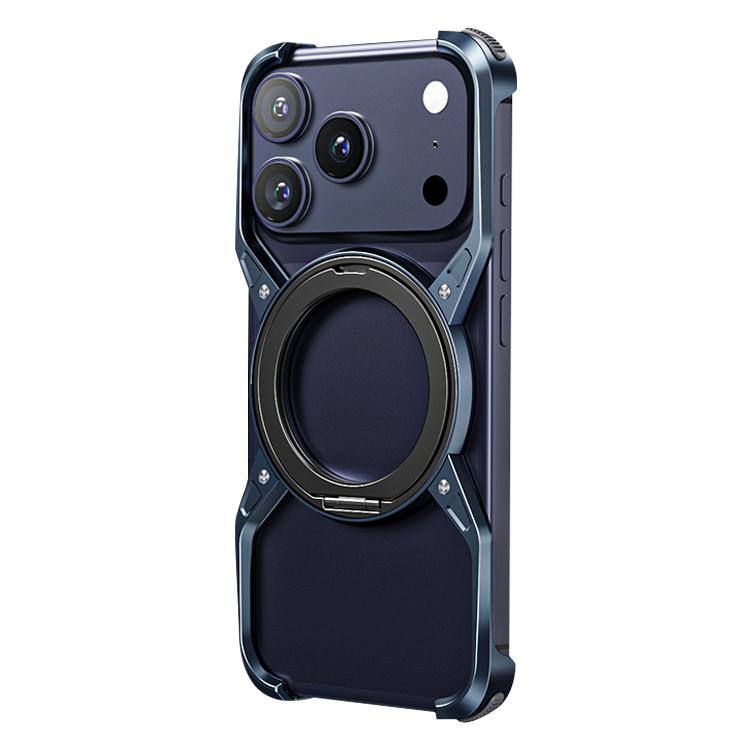 For iPhone 17 Pro Aluminum Alloy Frameless 360-Degree Rotating Phone Case(Blue) - iPhone 17 Pro Cases by buy2fix | Online Shopping UK | buy2fix