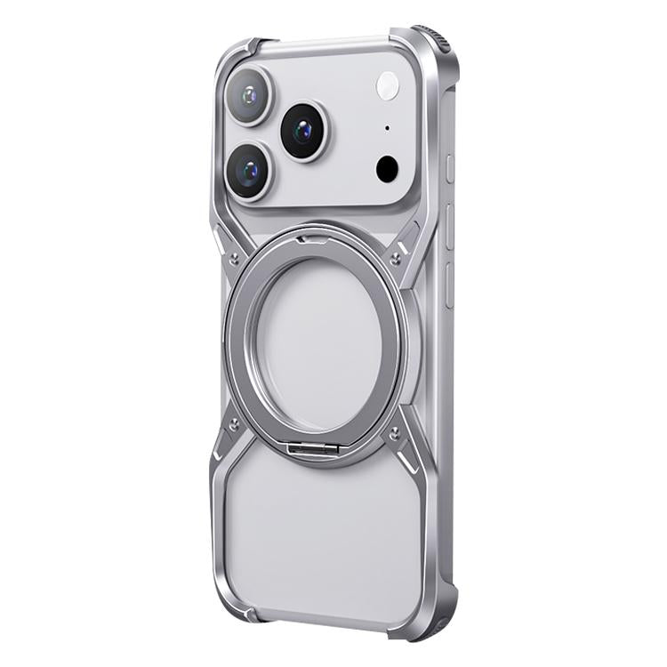 For iPhone 17 Pro Aluminum Alloy Frameless 360-Degree Rotating Phone Case(Silver) - iPhone 17 Pro Cases by buy2fix | Online Shopping UK | buy2fix