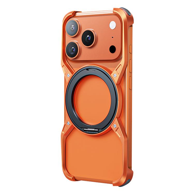 For iPhone 17 Pro Aluminum Alloy Frameless 360-Degree Rotating Phone Case(Orange) - iPhone 17 Pro Cases by buy2fix | Online Shopping UK | buy2fix