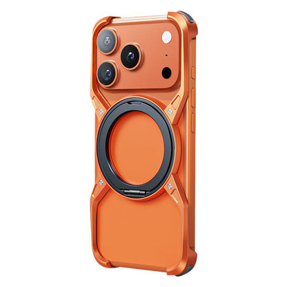 For iPhone 17 Pro Aluminum Alloy Frameless 360-Degree Rotating Phone Case(Orange) - iPhone 17 Pro Cases by buy2fix | Online Shopping UK | buy2fix