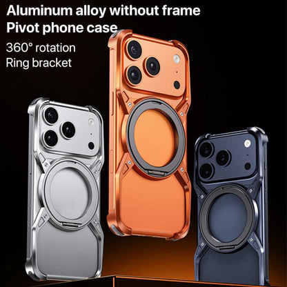 For iPhone 17 Pro Max Aluminum Alloy Frameless 360-Degree Rotating Phone Case(Orange) - iPhone 17 Pro Max Cases by buy2fix | Online Shopping UK | buy2fix