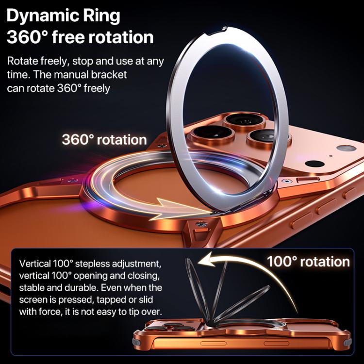 For iPhone 17 Pro Aluminum Alloy Frameless 360-Degree Rotating Phone Case(Silver) - iPhone 17 Pro Cases by buy2fix | Online Shopping UK | buy2fix