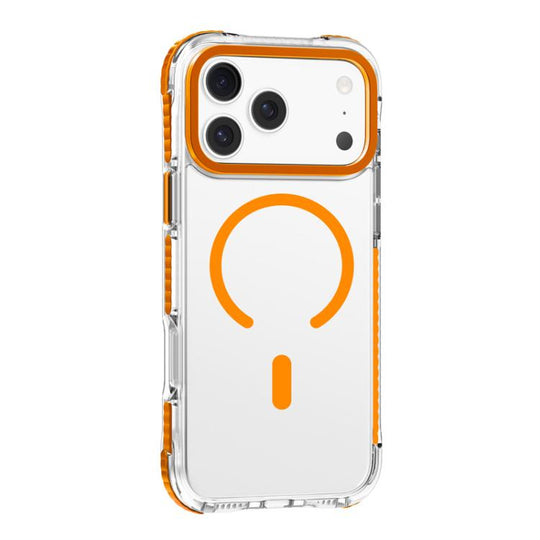 For iPhone 18 Pro Max / 17 Pro Max Mutural Transparent Color Series PC+TPU Magnetic MagSafe Phone Case(Orange)