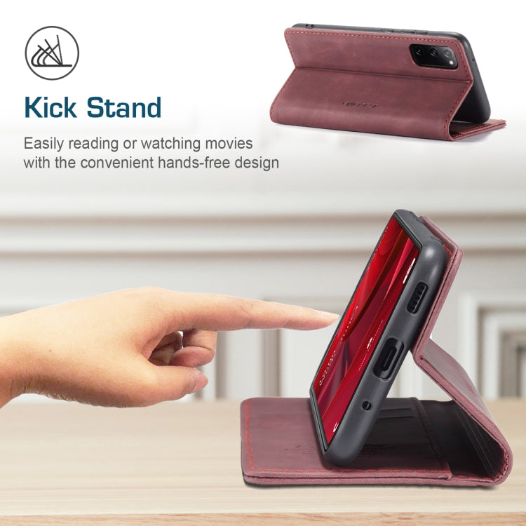 For Samsung Galaxy S20 FE CaseMe 013 Multifunctional Horizontal Flip Leather Case with Holder & Card Slot & Wallet(Wine Red) by CaseMe