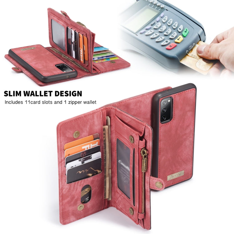 For Samsung Galaxy S20 FE CaseMe 008 Detachable Multifunctional Horizontal Flip Leather Case with Holder & Card Slot & Zipper Wallet & Photo Frame(Red) - Galaxy S20 FE Cases by CaseMe | Online Shopping UK | buy2fix