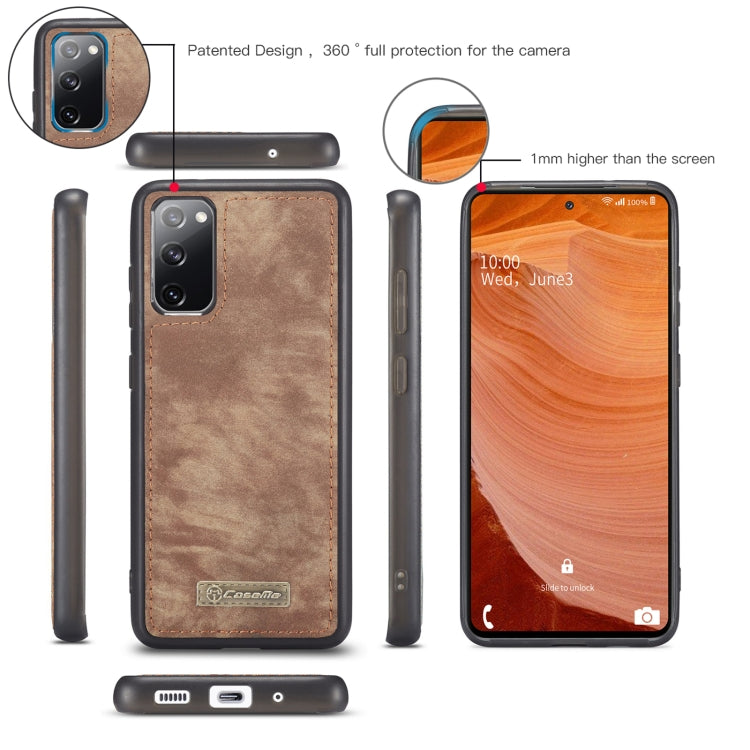 For Samsung Galaxy S20 FE CaseMe 008 Detachable Multifunctional Horizontal Flip Leather Case with Holder & Card Slot & Zipper Wallet & Photo Frame(Brown) - Galaxy S20 FE Cases by CaseMe | Online Shopping UK | buy2fix
