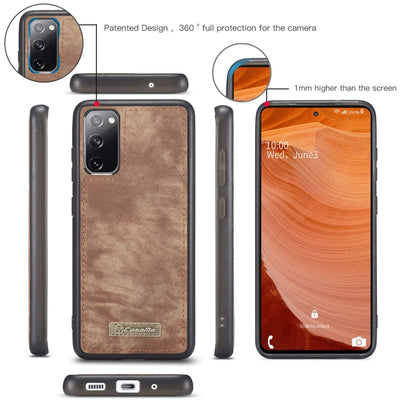 For Samsung Galaxy S20 FE CaseMe 008 Detachable Multifunctional Horizontal Flip Leather Case with Holder & Card Slot & Zipper Wallet & Photo Frame(Brown) - Galaxy S20 FE Cases by CaseMe | Online Shopping UK | buy2fix