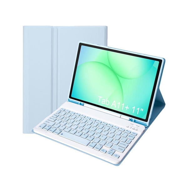 For Samsung Galaxy Tab A11+ Candy Color TPU Bluetooth Keyboard Leather Tablet Case with Pen Holder(Ice Blue)
