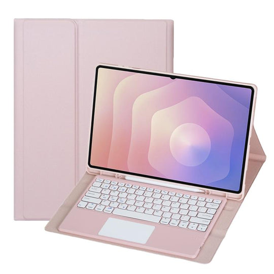 For Samsung Galaxy Tab S11 Ultra Candy Color TPU Touch Bluetooth Keyboard Leather Tablet Case with Pen Holder(Pink)