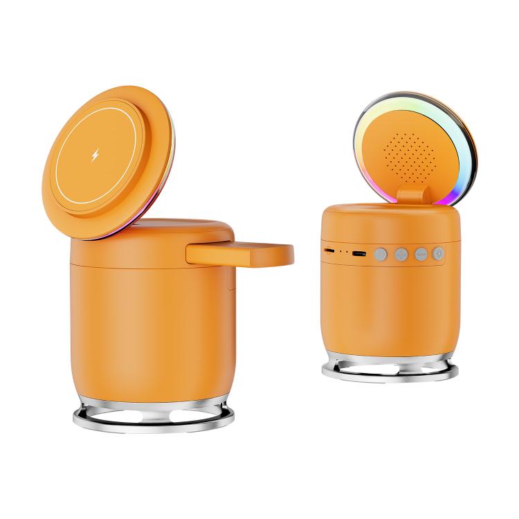 C52 Foldable 5 in 1 Desktop Magnetic Wireless Charging Bluetooth Speaker(Orange) - Multifunction Charger by buy2fix | Online Shopping UK | buy2fix