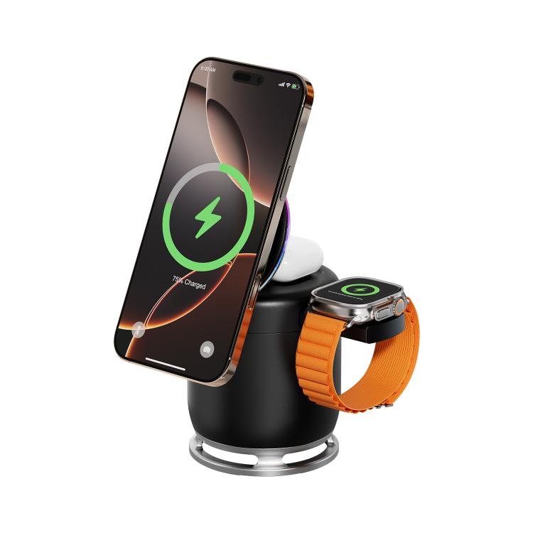 C52 Foldable 5 in 1 Desktop Magnetic Wireless Charging Bluetooth Speaker(Orange) - Multifunction Charger by buy2fix | Online Shopping UK | buy2fix
