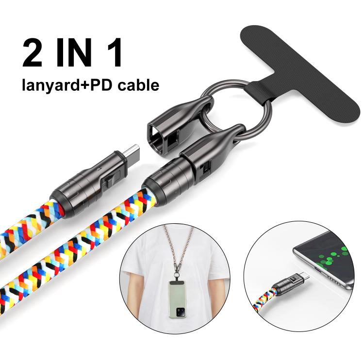 120cm 240W Type-C to Type-C Data Charging Cable Crossbody Phone Lanyard(Pink) - Lanyards & Wrist Straps by buy2fix | Online Shopping UK | buy2fix