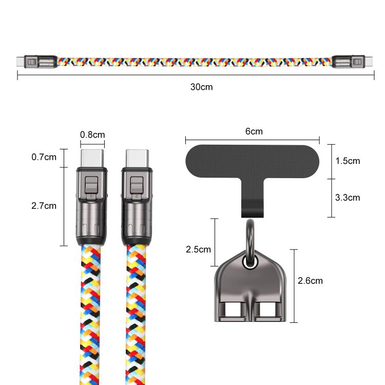 30cm 240W Type-C to Type-C Data Charging Cable Phone Anti-lost Wrist Short Strap(Blue) - Lanyards & Wrist Straps by buy2fix | Online Shopping UK | buy2fix