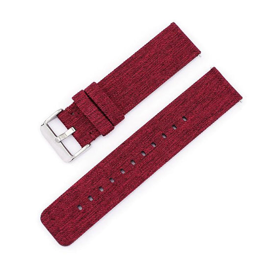 22mm Stainless Steel Pin Buckle Nylon Woven Canvas Watch Band(Red Silver)