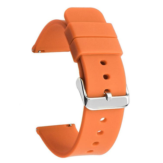 12mm Stainless Steel Silver Pin Buckle Solid Color Silicone Waterproof Watch Band(Orange)