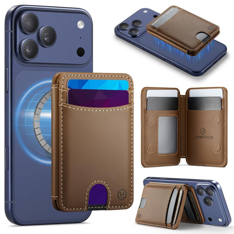 JEEHOOD J10 RFID Magnetic Card Bag(Brown) - Adhesive Card Holders by JEEHOOD | Online Shopping UK | buy2fix