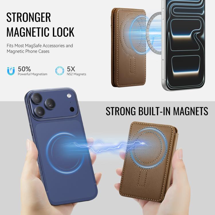 JEEHOOD J10 RFID Magnetic Card Bag(Brown) - Adhesive Card Holders by JEEHOOD | Online Shopping UK | buy2fix